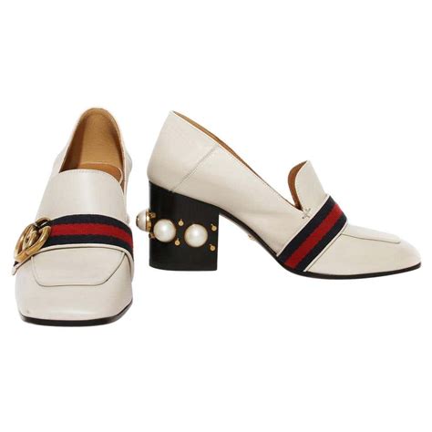 gucci inspired heeled loafers|gucci pearl loafer.